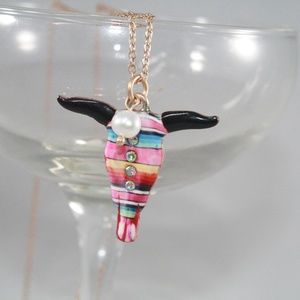 LAST ONE! crystal longhorn necklace & earrings set